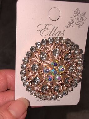 Ella Rose Gold & Iridescent Floral Crystal Brooch